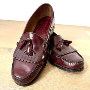 G.H. Bass Men's Wine Layton Weejuns Leather Loafer Size 10.5 Tassel Fringe Shoe